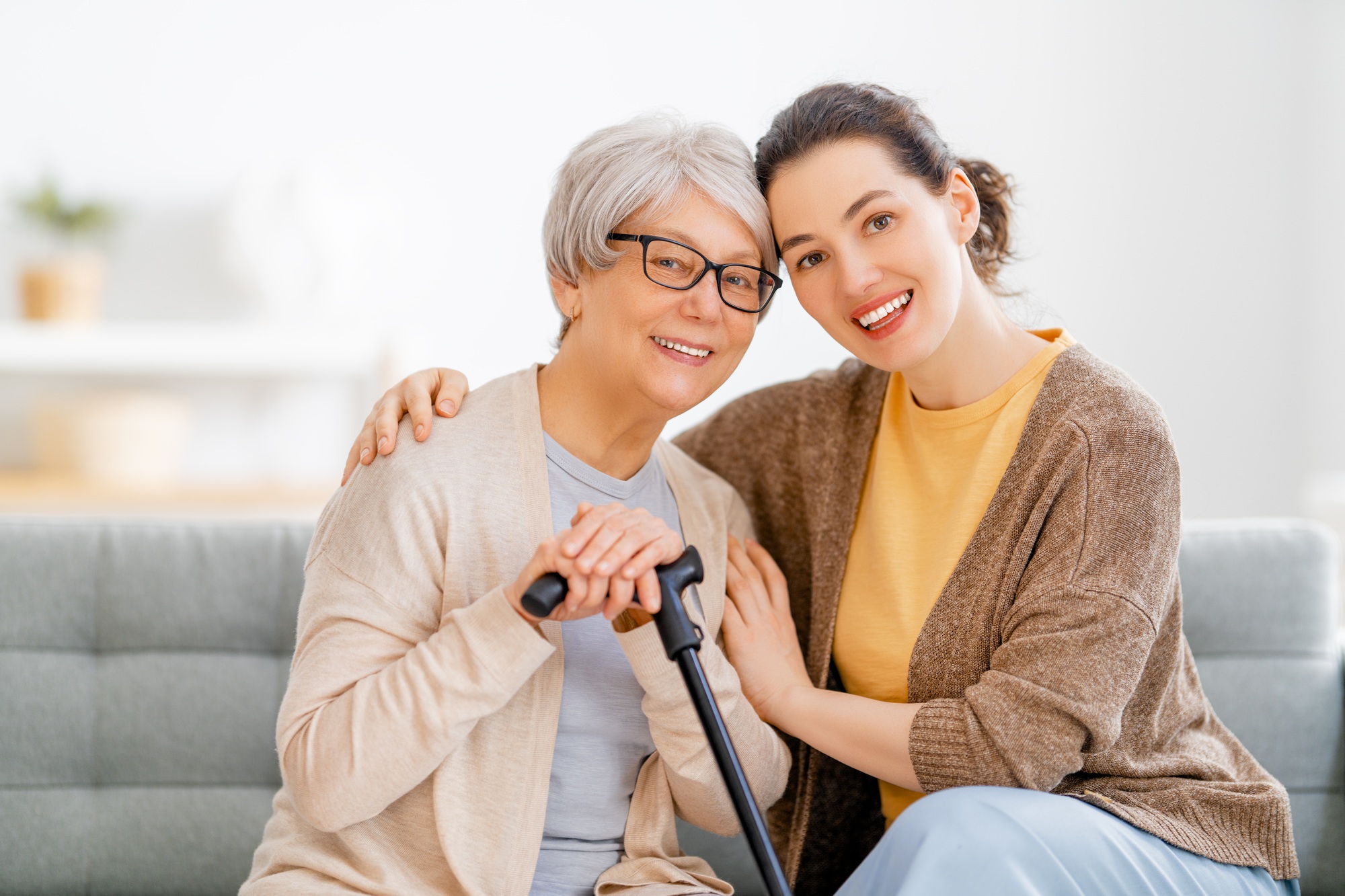 Happy patient and caregiver